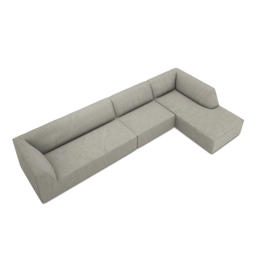 Ruby 5-Sitzer Ecksofa Rechts, mit Bezug aus Cord (ScaAsh) in Hellgrau, 366x180 cm – Bild 7