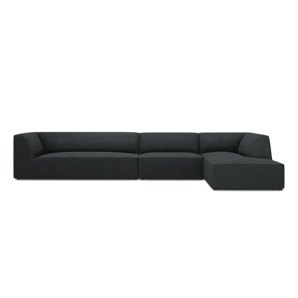 Ruby 5-Sitzer Ecksofa Rechts, mit Bezug aus Cord (ScaBla) in Schwarz, 366x180 cm – Bild 1