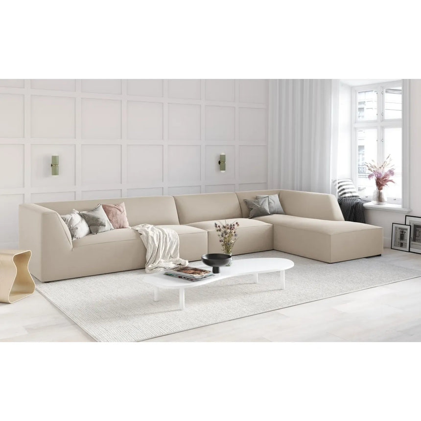 Ruby 5-Sitzer Ecksofa Rechts, mit Bezug aus Samt, Cord oder Strukturstoff, 366x180 cm - ZEN ZONE Furniture