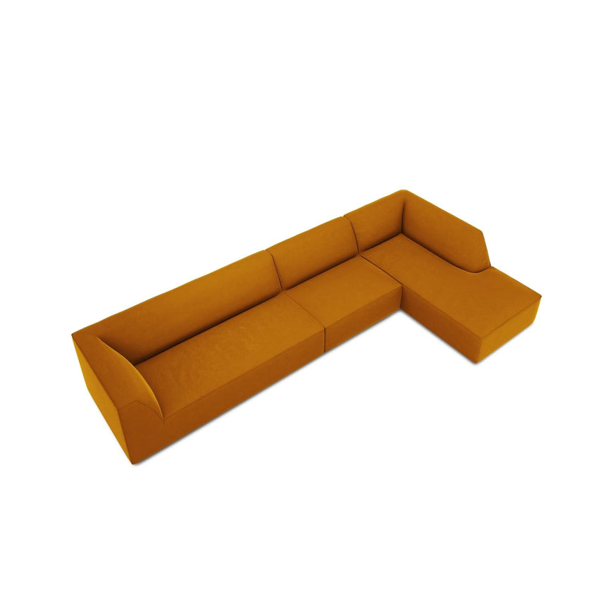 Ruby 5-Sitzer Ecksofa Rechts, mit Bezug aus Samt (Sal10) in Gelb, 366x180 cm – Bild 7