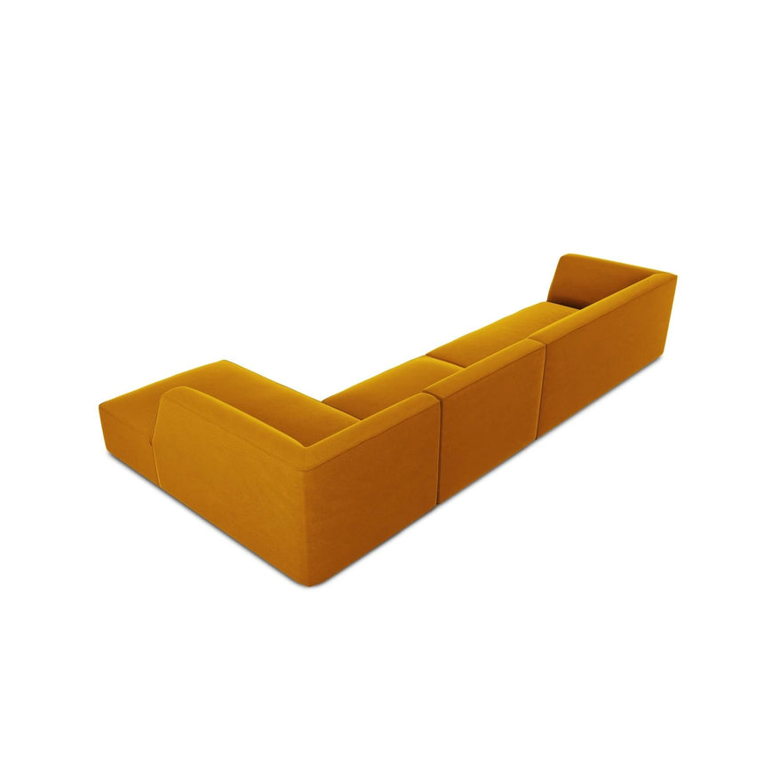 Ruby 5-Sitzer Ecksofa Rechts, mit Bezug aus Samt (Sal10) in Gelb, 366x180 cm – Bild 8