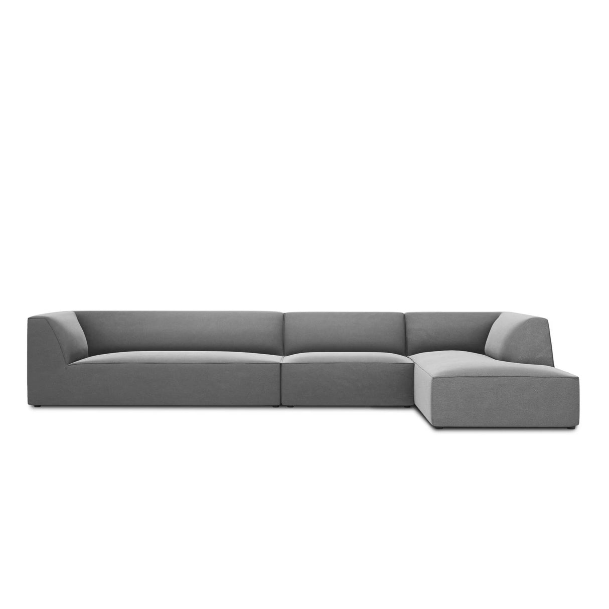 Ruby 5-Sitzer Ecksofa Rechts, mit Bezug aus Samt (Sal17) in Grau, 366x180 cm – Bild 1