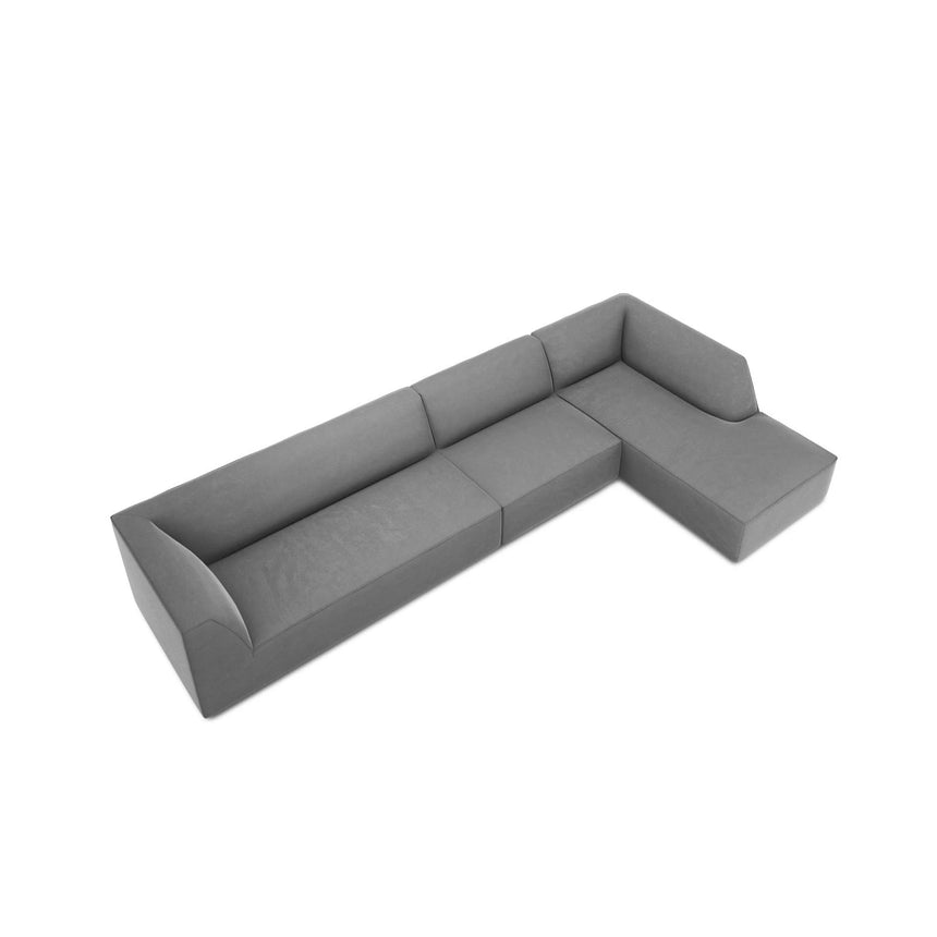 Ruby 5-Sitzer Ecksofa Rechts, mit Bezug aus Samt (Sal17) in Grau, 366x180 cm – Bild 7