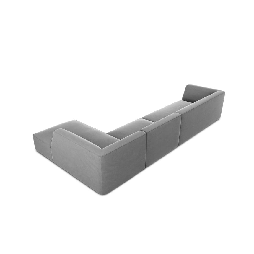 Ruby 5-Sitzer Ecksofa Rechts, mit Bezug aus Samt (Sal17) in Grau, 366x180 cm – Bild 8