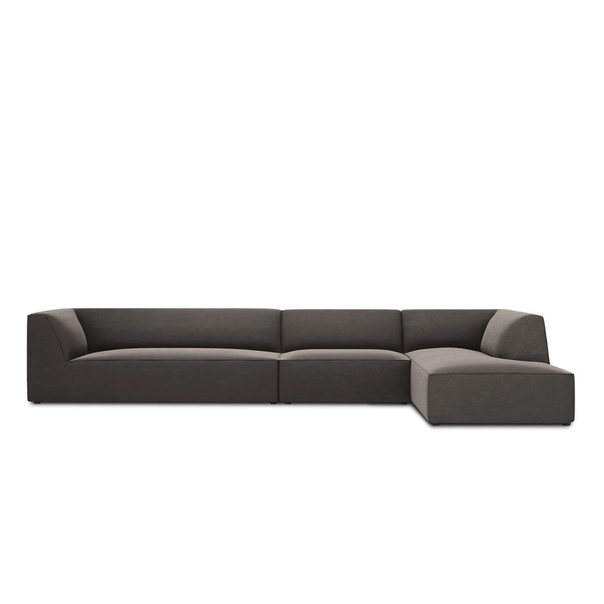 Ruby 5-Sitzer Ecksofa Rechts, mit Bezug aus Samt (Sal18) in Dunkelgrau, 366x180 cm – Bild 1