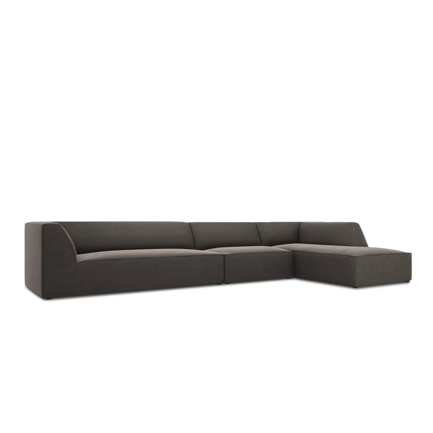 Ruby 5-Sitzer Ecksofa Rechts, mit Bezug aus Samt (Sal18) in Dunkelgrau, 366x180 cm – Bild 5