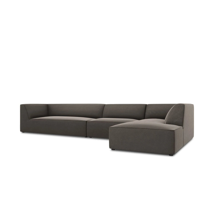 Ruby 5-Sitzer Ecksofa Rechts, mit Bezug aus Samt (Sal18) in Dunkelgrau, 366x180 cm – Bild 6