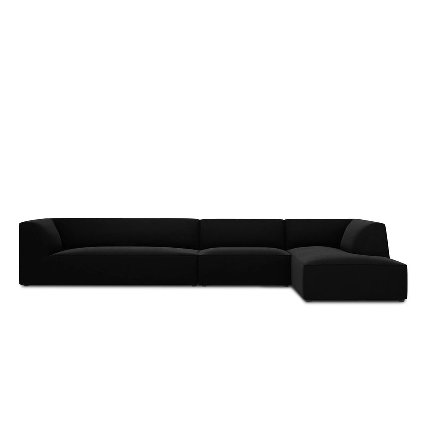 Ruby 5-Sitzer Ecksofa Rechts, mit Bezug aus Samt (Sal19) in Schwarz, 366x180 cm – Bild 1