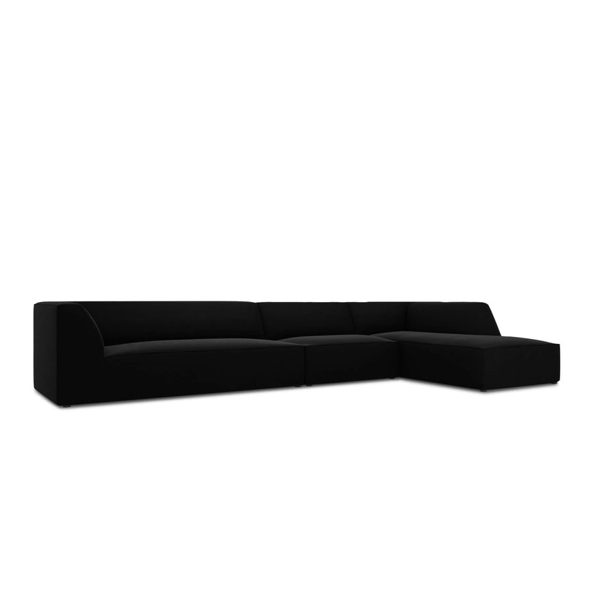 Ruby 5-Sitzer Ecksofa Rechts, mit Bezug aus Samt (Sal19) in Schwarz, 366x180 cm – Bild 5