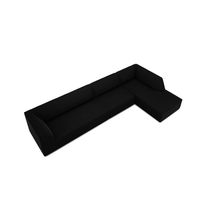 Ruby 5-Sitzer Ecksofa Rechts, mit Bezug aus Samt (Sal19) in Schwarz, 366x180 cm – Bild 7