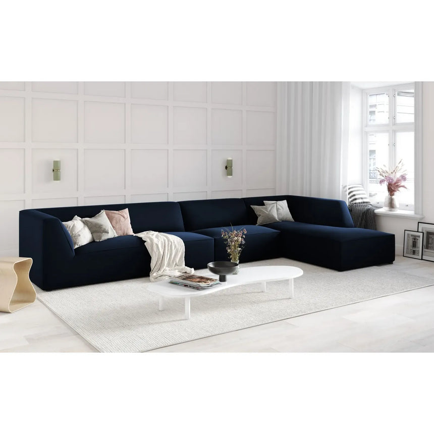 Ruby 5-Sitzer Ecksofa Rechts, mit Bezug aus Samt, Cord oder Strukturstoff, 366x180 cm - ZEN ZONE Furniture