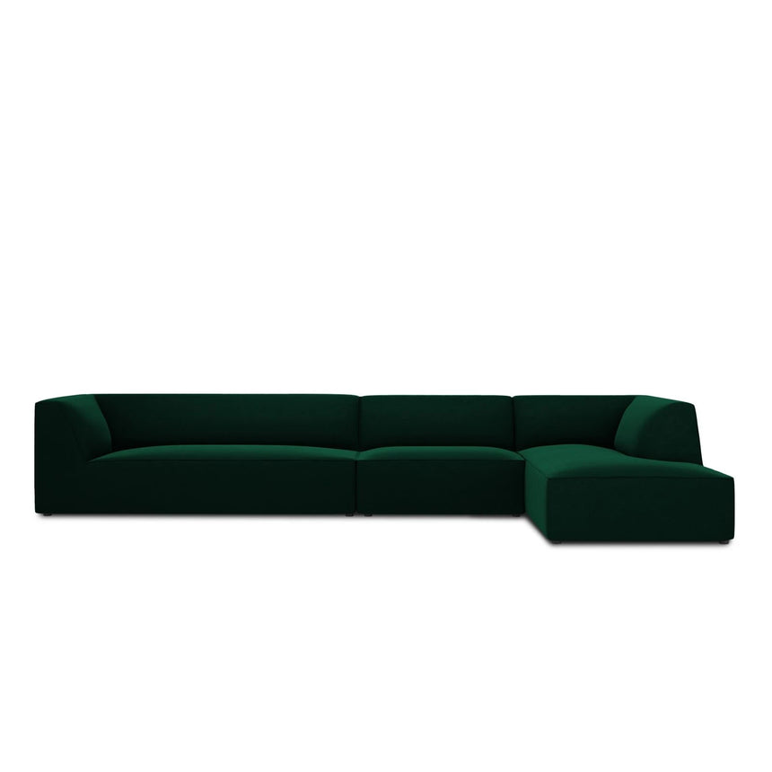 Ruby 5-Sitzer Ecksofa Rechts, mit Bezug aus Samt (Sal7) in Flaschengrün, 366x180 cm – Bild 1