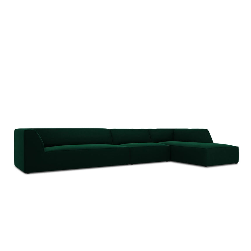 Ruby 5-Sitzer Ecksofa Rechts, mit Bezug aus Samt (Sal7) in Flaschengrün, 366x180 cm – Bild 5