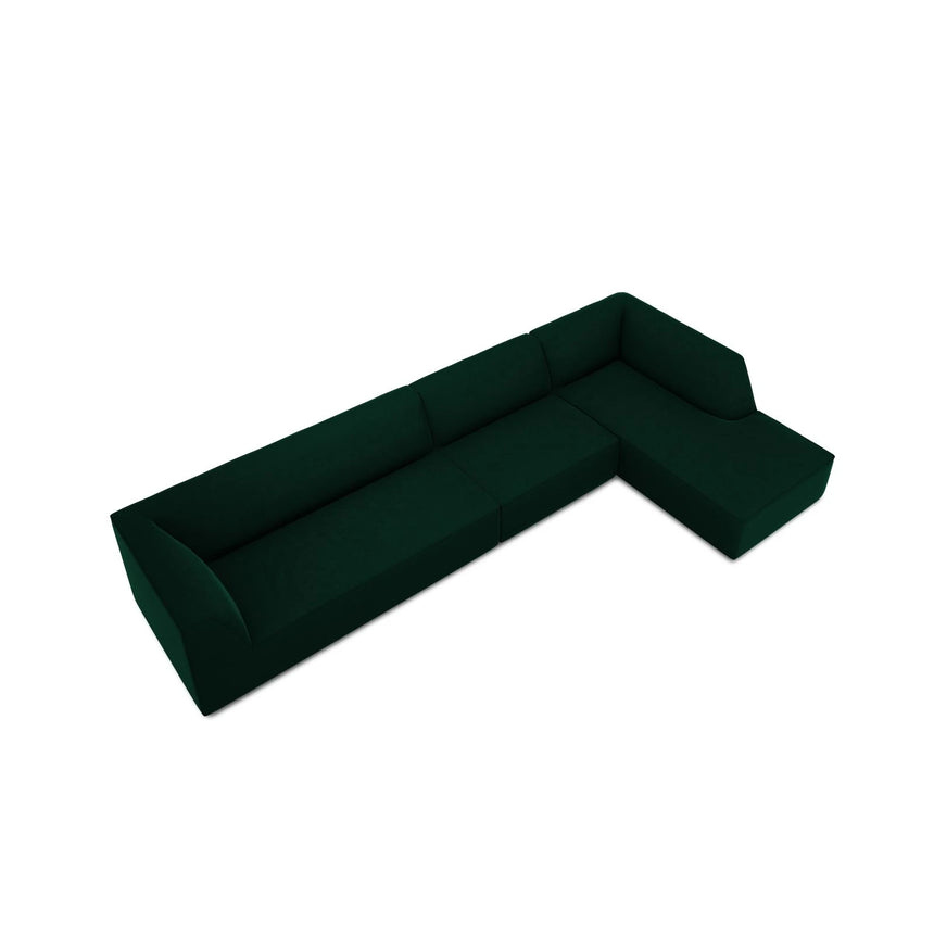 Ruby 5-Sitzer Ecksofa Rechts, mit Bezug aus Samt (Sal7) in Flaschengrün, 366x180 cm – Bild 7