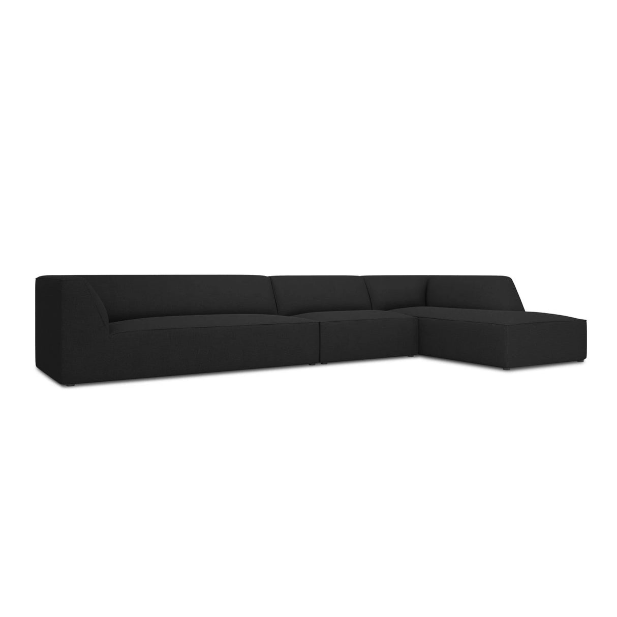 Ruby 5-Sitzer Ecksofa Rechts, mit Bezug aus Strukturierter Stoff (Ota12) in Schwarz, 366x180 cm – Bild 3