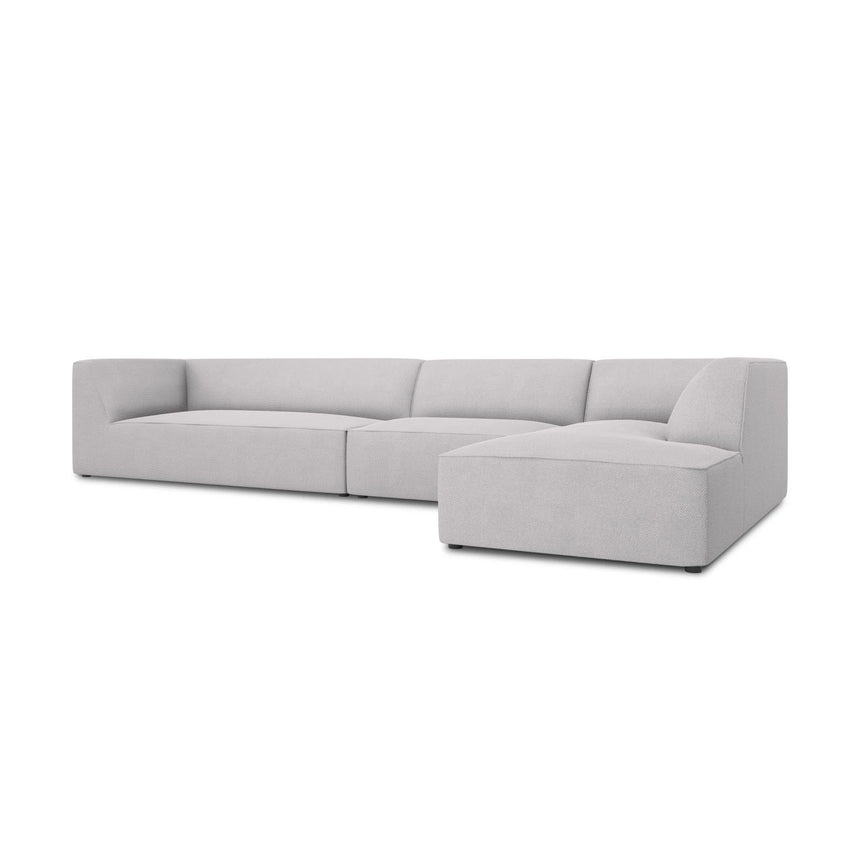 Ruby 5-Sitzer Ecksofa Rechts, mit Bezug aus Strukturierter Stoff (Ota9) in Hellgrau, 366x180 cm – Bild 4