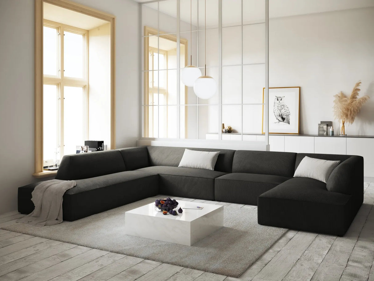 Ruby 7-Sitzer Panorama-Sofa Links, mit Bezug in Cord (ScaAnt) in Dunkelgrau, 366x273 cm – Bild 2