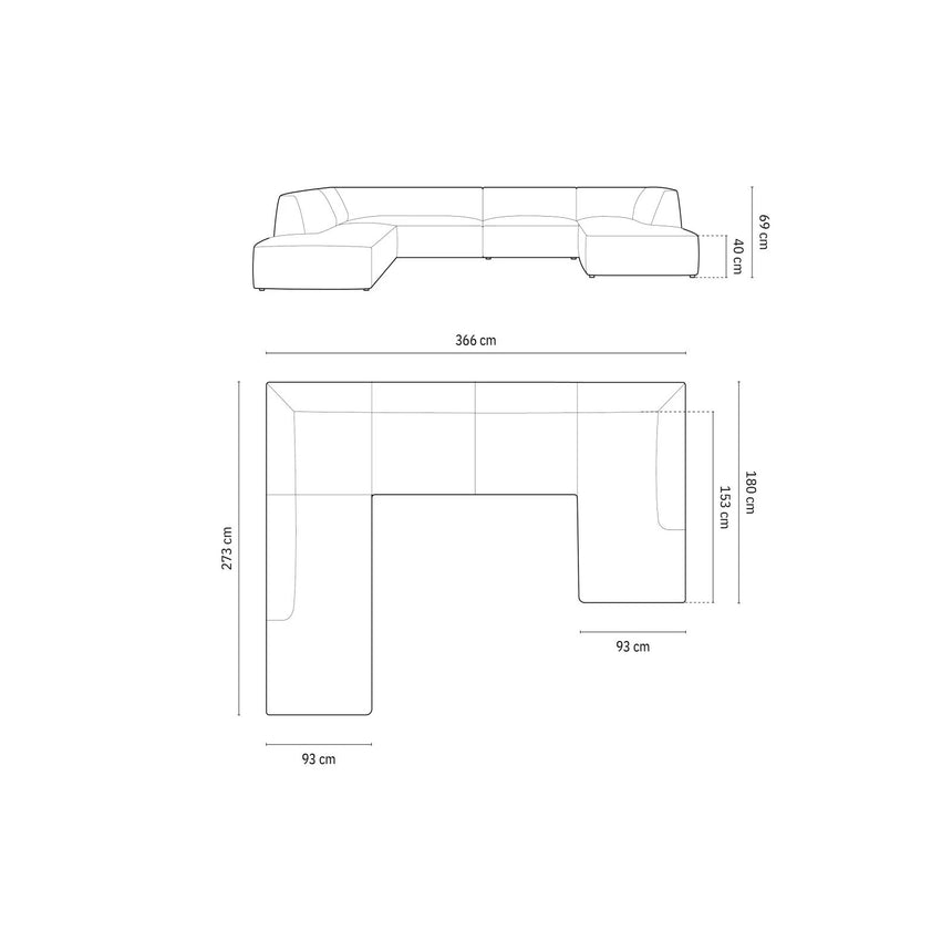 Ruby 7-Sitzer Panorama-Sofa Links, mit Bezug in Cord (ScaSky) in Hellblau, 366x273 cm – Bild 3