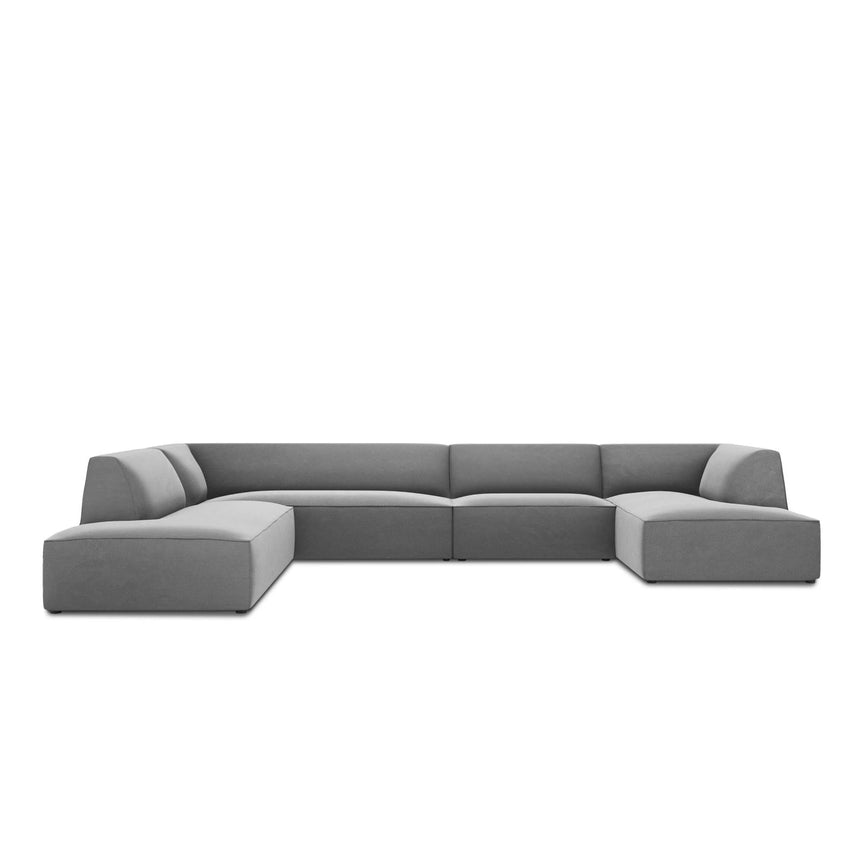 Ruby 7-Sitzer Panorama-Sofa Links, mit Bezug in Samt (Sal17) in Grau, 366x273 cm – Bild 1