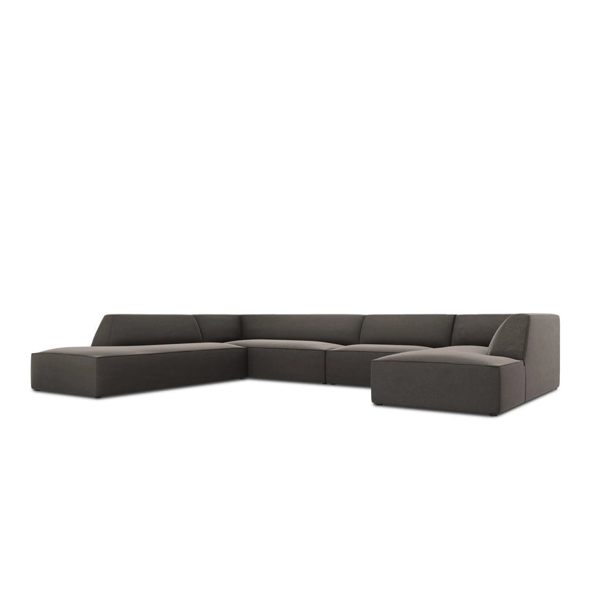 Ruby 7-Sitzer Panorama-Sofa Links, mit Bezug in Samt (Sal18) in Dunkelgrau, 366x273 cm – Bild 5