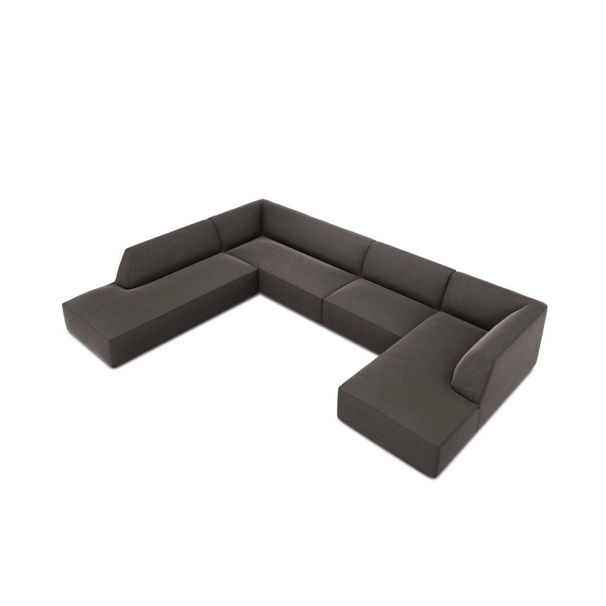 Ruby 7-Sitzer Panorama-Sofa Links, mit Bezug in Samt (Sal18) in Dunkelgrau, 366x273 cm – Bild 6