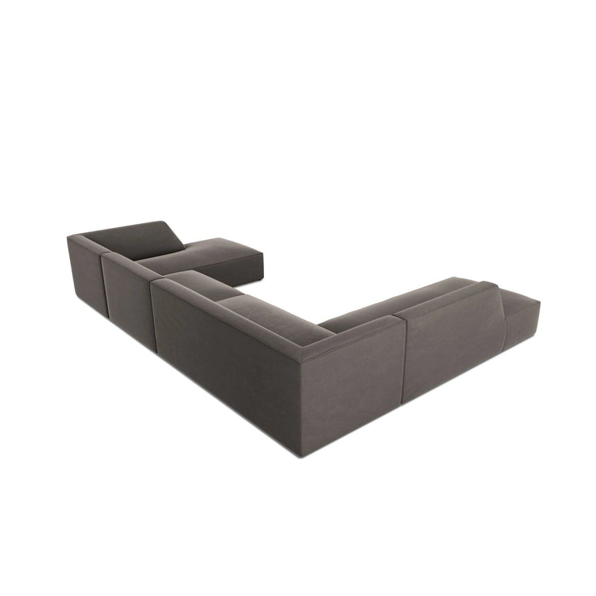 Ruby 7-Sitzer Panorama-Sofa Links, mit Bezug in Samt (Sal18) in Dunkelgrau, 366x273 cm – Bild 7