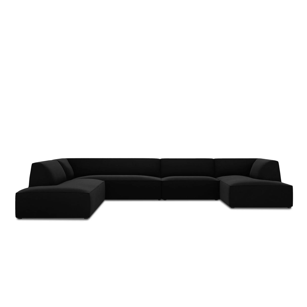 Ruby 7-Sitzer Panorama-Sofa Links, mit Bezug in Samt (Sal19) in Schwarz, 366x273 cm – Bild 1