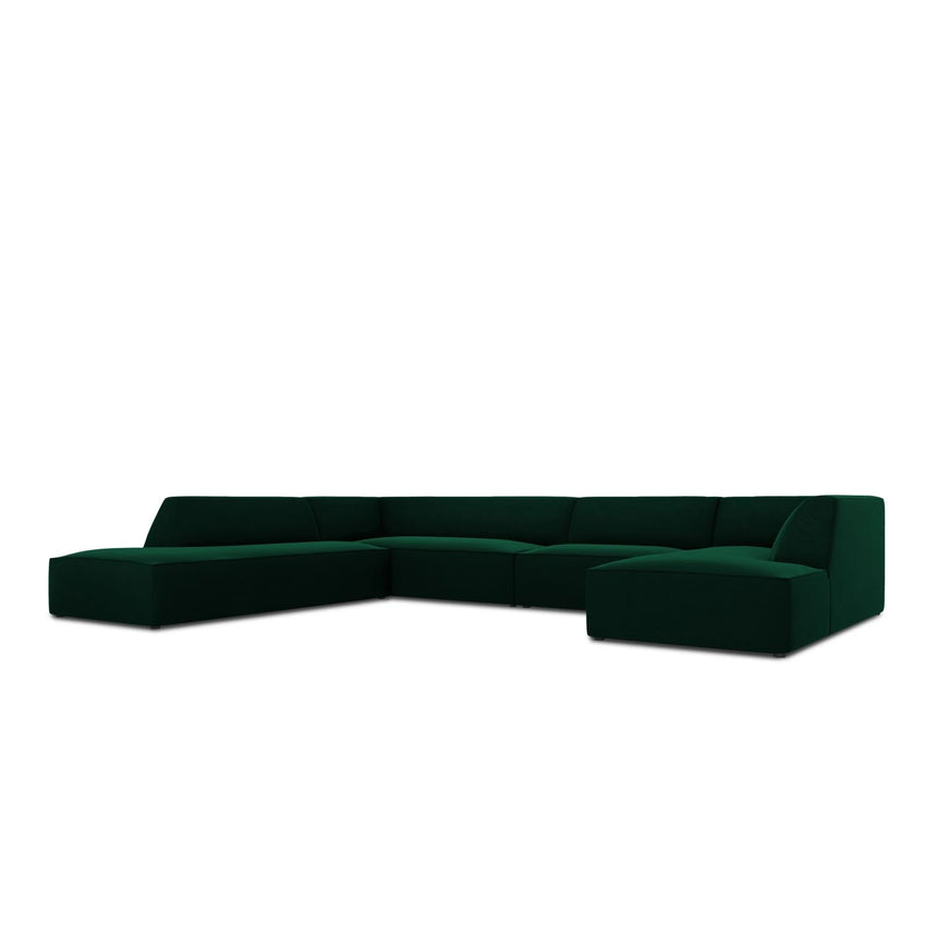 Ruby 7-Sitzer Panorama-Sofa Links, mit Bezug in Samt (Sal7) in Flaschengrün, 366x273 cm – Bild 5