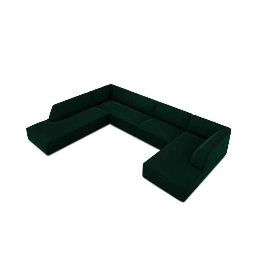 Ruby 7-Sitzer Panorama-Sofa Links, mit Bezug in Samt (Sal7) in Flaschengrün, 366x273 cm – Bild 6