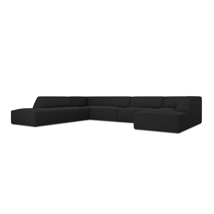 Ruby 7-Sitzer Panorama-Sofa Links, mit Bezug in Strukturierter Stoff (Ota12) in Schwarz, 366x273 cm – Bild 3