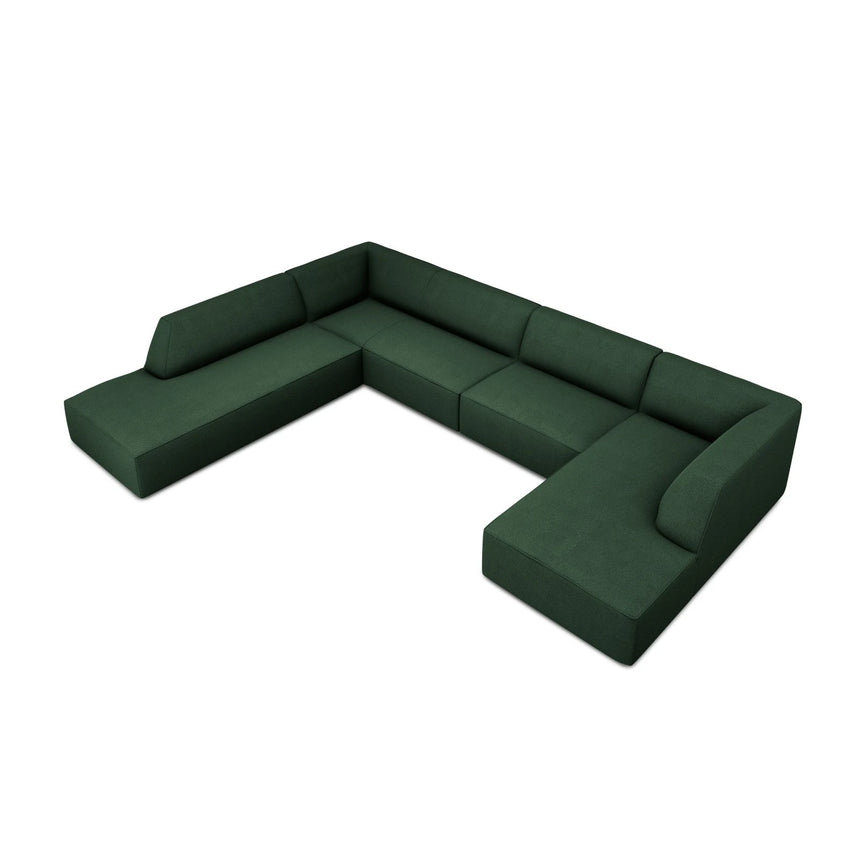 Ruby 7-Sitzer Panorama-Sofa Links, mit Bezug in Strukturierter Stoff (Ota14) in Grün, 366x273 cm – Bild 4