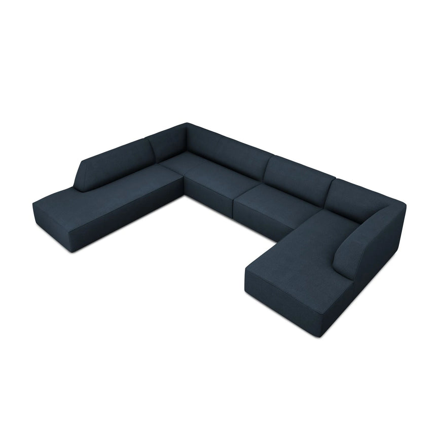 Ruby 7-Sitzer Panorama-Sofa Links, mit Bezug in Strukturierter Stoff (Ota18) in Marineblau, 366x273 cm – Bild 4