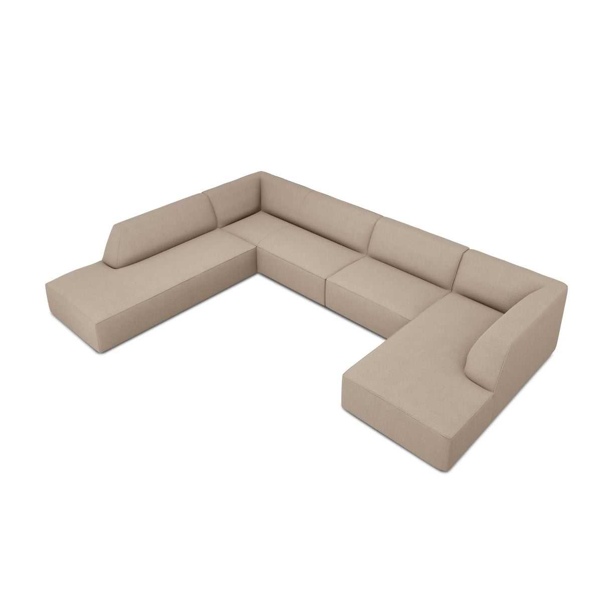 Ruby 7-Sitzer Panorama-Sofa Links, mit Bezug in Strukturierter Stoff (Ota7) in Dunkelbeige, 366x273 cm – Bild 4
