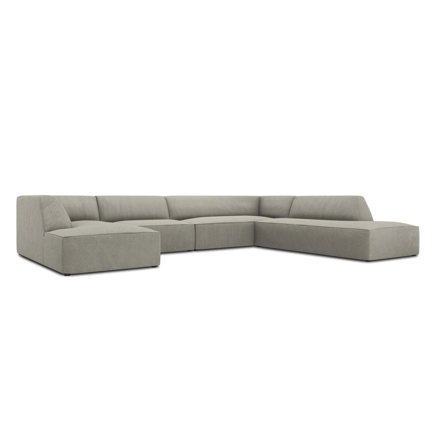 Ruby 7-Sitzer Panorama-Sofa Rechts, mit Bezug in Cord (ScaAsh) in Hellgrau, 366x273 cm – Bild 5