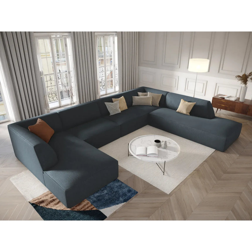 Ruby 7-Sitzer Panorama-Sofa Rechts, mit Bezug in Samt, Cord oder Strukturstoff, 366x273 cm - ZEN ZONE Furniture