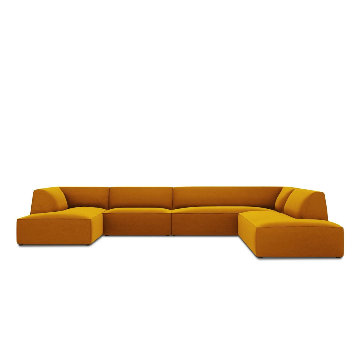 Ruby 7-Sitzer Panorama-Sofa Rechts, mit Bezug in Samt (Sal10) in Gelb, 366x273 cm – Bild 1