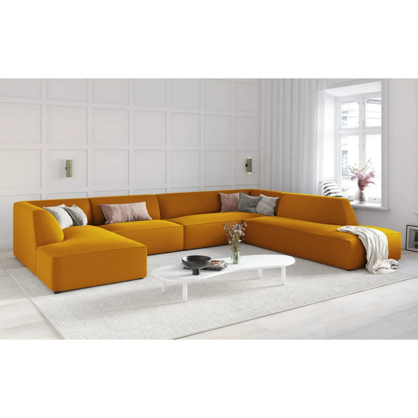 Ruby 7-Sitzer Panorama-Sofa Rechts, mit Bezug in Samt, Cord oder Strukturstoff, 366x273 cm - ZEN ZONE Furniture