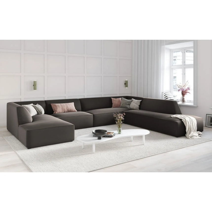 Ruby 7-Sitzer Panorama-Sofa Rechts, mit Bezug in Samt, Cord oder Strukturstoff, 366x273 cm - ZEN ZONE Furniture
