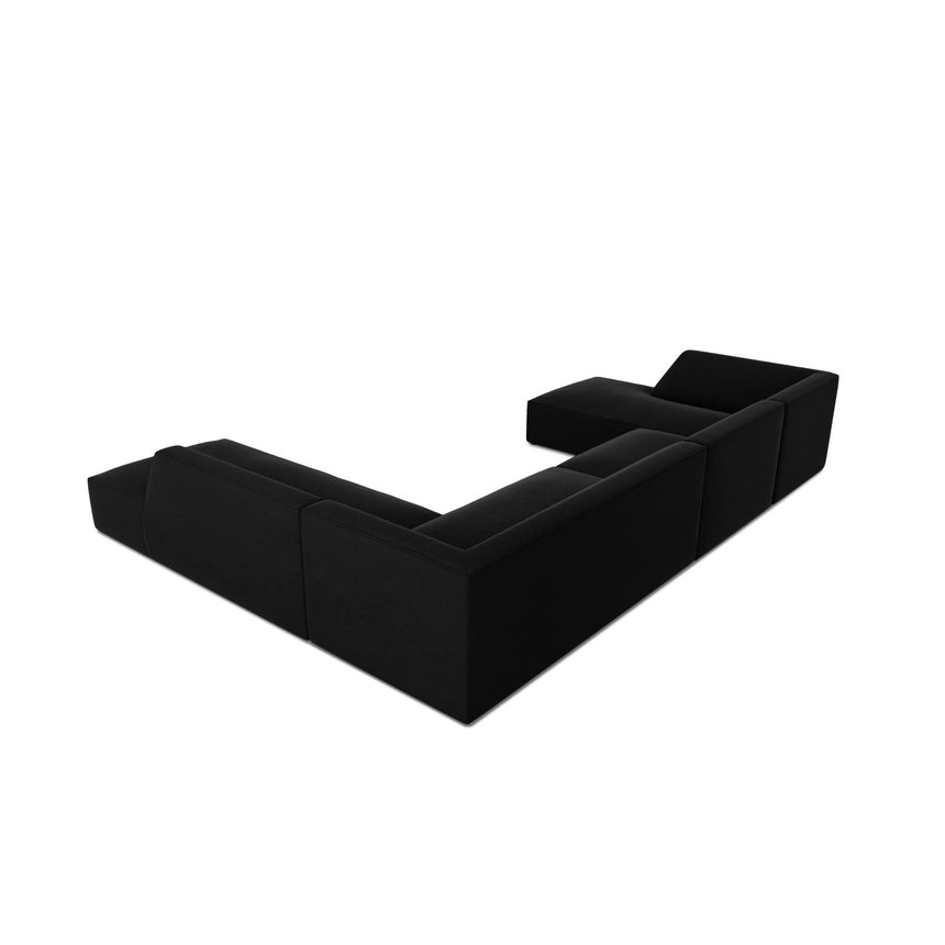 Ruby 7-Sitzer Panorama-Sofa Rechts, mit Bezug in Samt (Sal19) in Schwarz, 366x273 cm – Bild 7