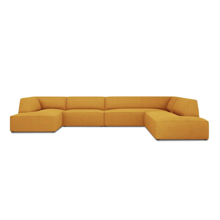 Ruby 7-Sitzer Panorama-Sofa Rechts, mit Bezug in Strukturierter Stoff (Ota4) in Gelb, 366x273 cm – Bild 1