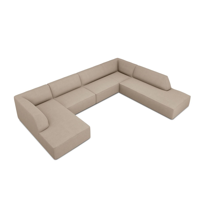 Ruby 7-Sitzer Panorama-Sofa Rechts, mit Bezug in Strukturierter Stoff (Ota7) in Dunkelbeige, 366x273 cm – Bild 4