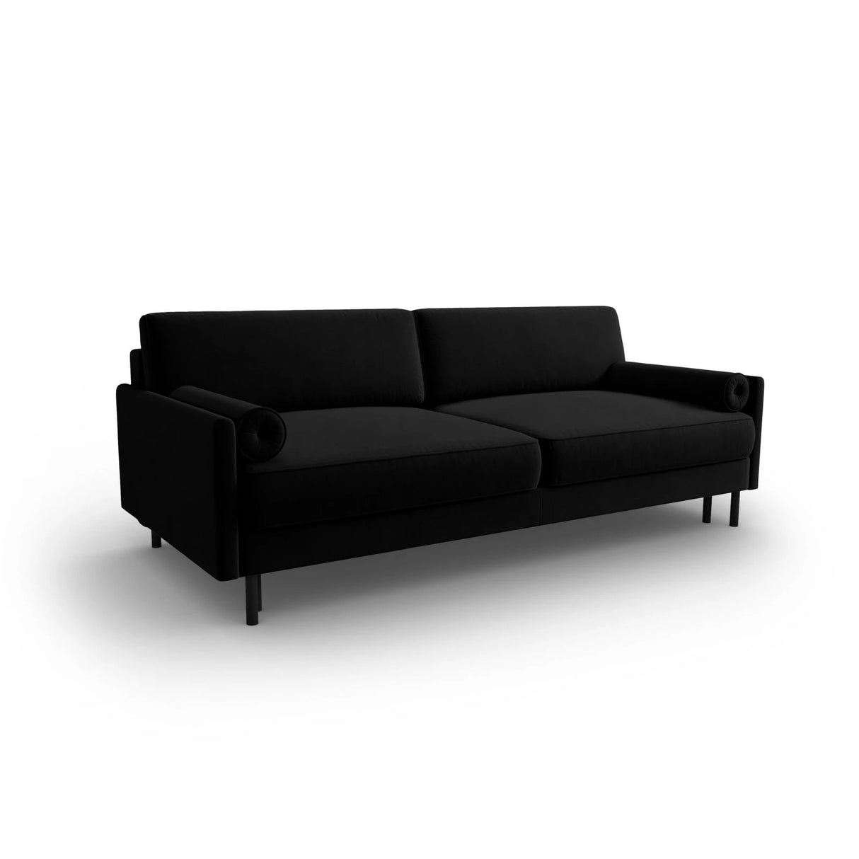 Scott 3-Sitzer Sofa, umwandelbar mit Schlaffunktion, mit Bezug aus Samt (Blu19) in Schwarz, 212x97 cm – Bild 4