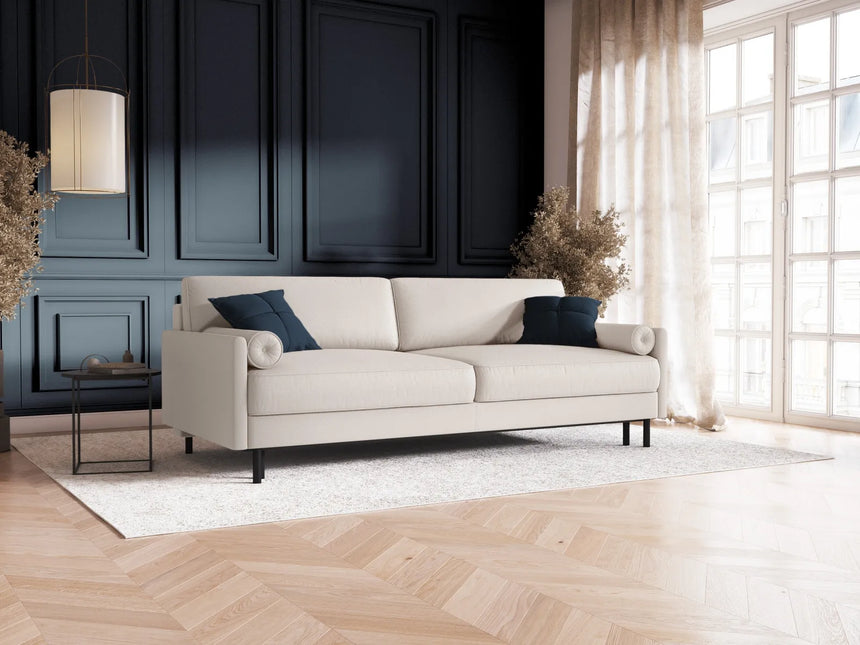 Scott 3-Sitzer Sofa, umwandelbar mit Schlaffunktion, mit Bezug aus Strukturierter Stoff (Meg351) in Leichtes Beige, 212x97 cm – Bild 2