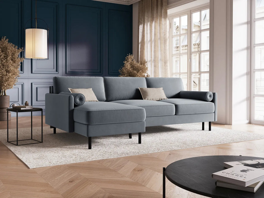 Scott 4-Sitzer Sofa, Linke Seite, umwandelbar mit Schlaffunktion, mit Bezug aus Samt (Blu06) in Hellblau, 212x142 cm – Bild 2