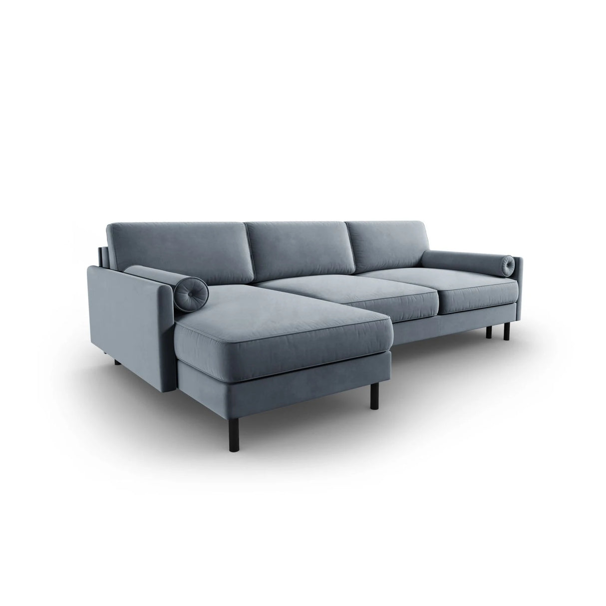 Scott 4-Sitzer Sofa, Linke Seite, umwandelbar mit Schlaffunktion, mit Bezug aus Samt (Blu06) in Hellblau, 212x142 cm – Bild 5