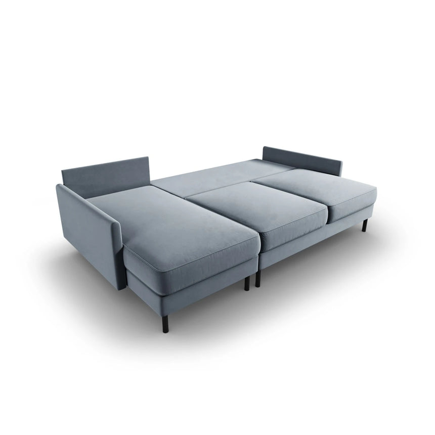 Scott 4-Sitzer Sofa, Linke Seite, umwandelbar mit Schlaffunktion, mit Bezug aus Samt (Blu06) in Hellblau, 212x142 cm – Bild 6