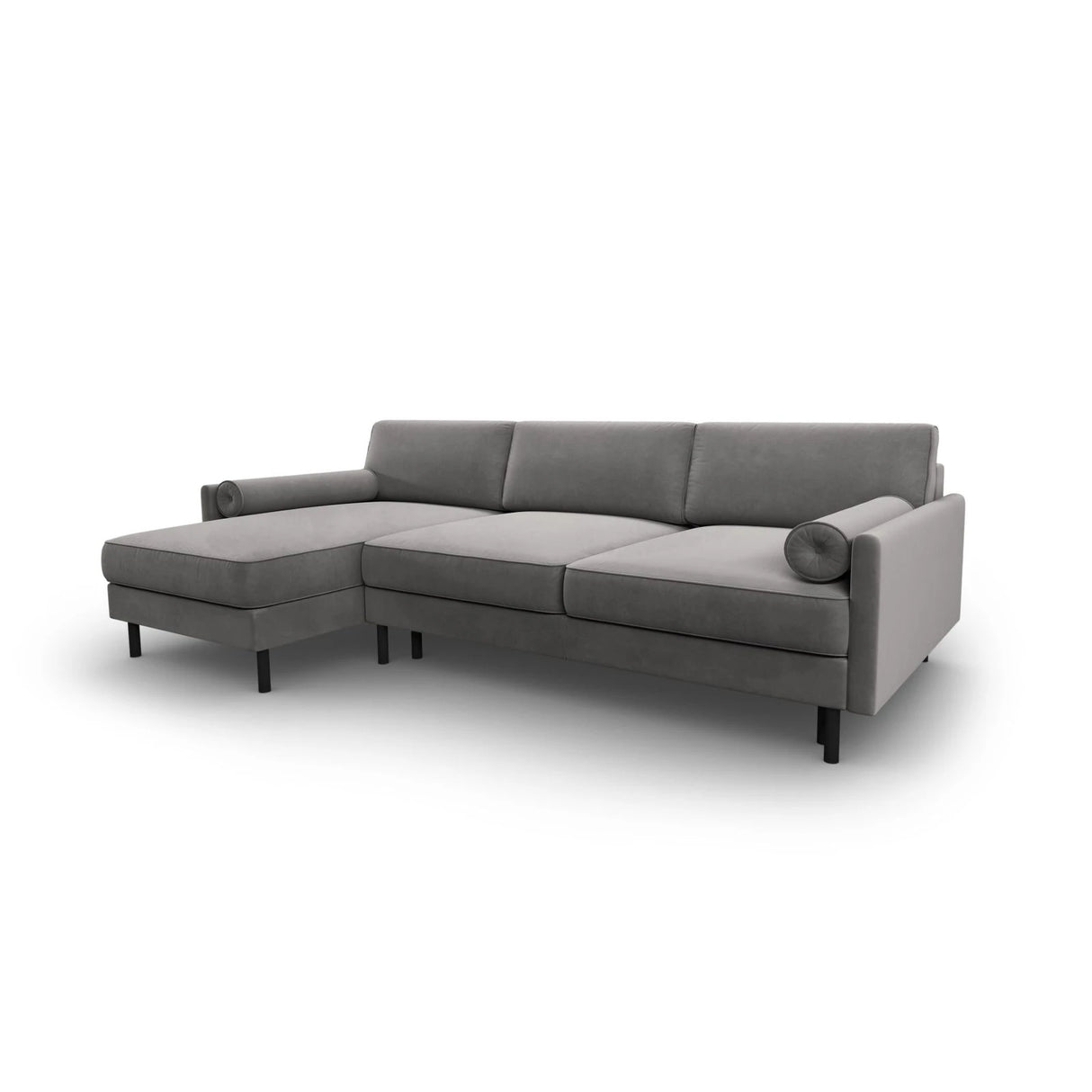 Scott 4-Sitzer Sofa, Linke Seite, umwandelbar mit Schlaffunktion, mit Bezug aus Samt (Blu13) in Hellgrau, 212x142 cm – Bild 4