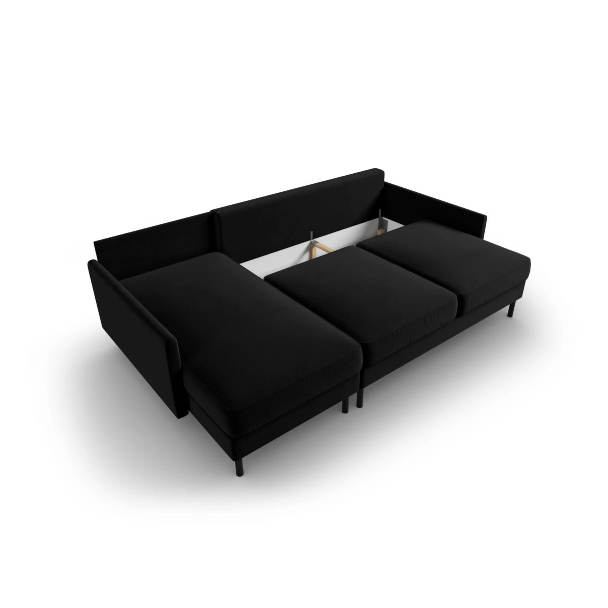 Scott 4-Sitzer Sofa, Linke Seite, umwandelbar mit Schlaffunktion, mit Bezug aus Samt (Blu19) in Schwarz, 212x142 cm – Bild 7