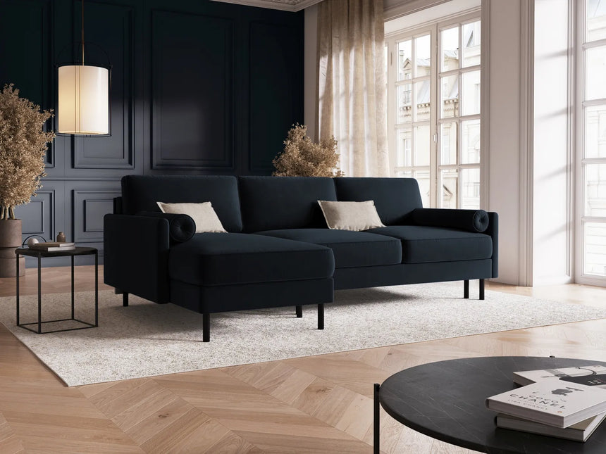 Scott 4-Sitzer Sofa, Linke Seite, umwandelbar mit Schlaffunktion, mit Bezug aus Samt (Blu89) in Dunkelblau, 212x142 cm – Bild 2