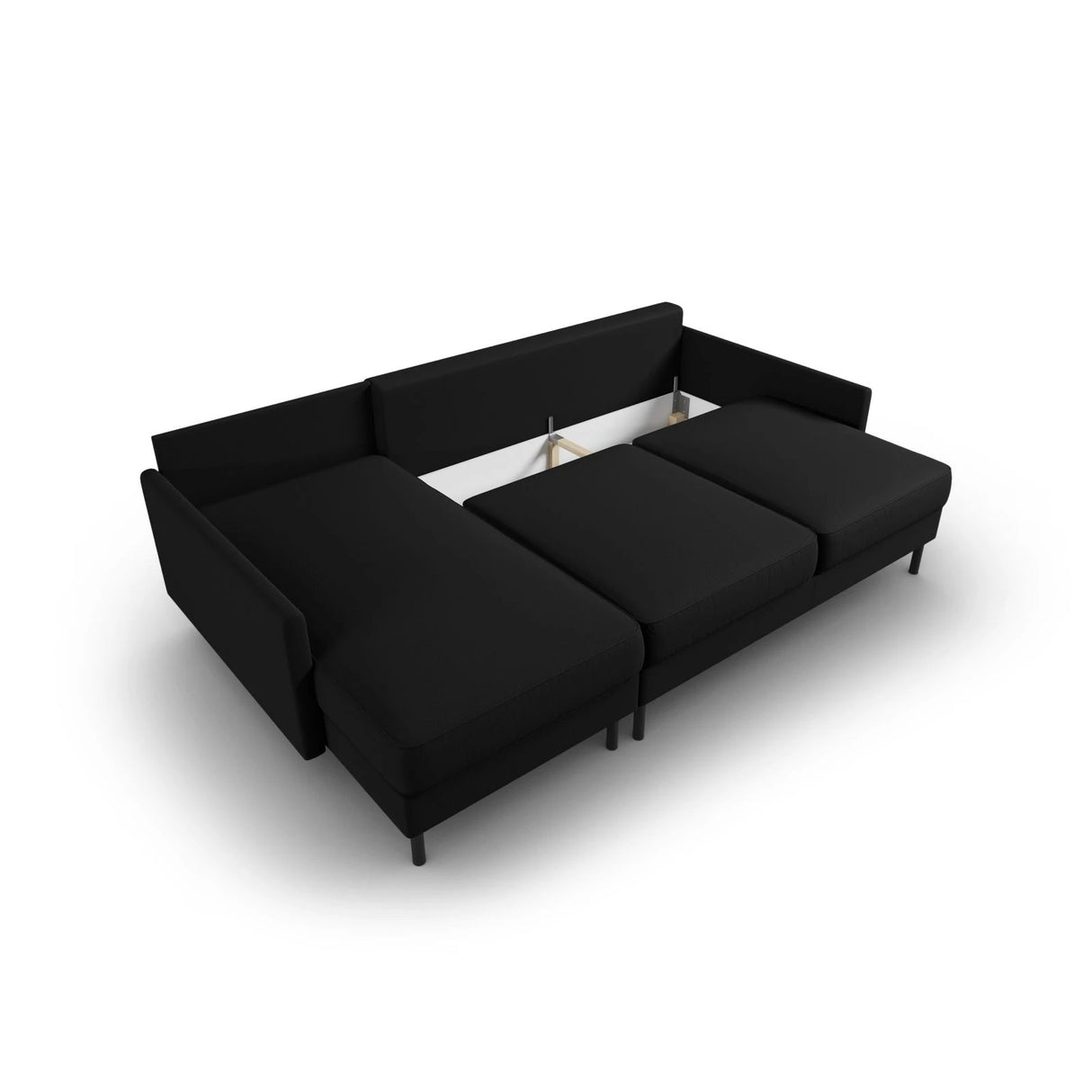 Scott 4-Sitzer Sofa, Linke Seite, umwandelbar mit Schlaffunktion, mit Bezug aus Strukturierter Stoff (Meg368) in Schwarz, 212x142 cm – Bild 7